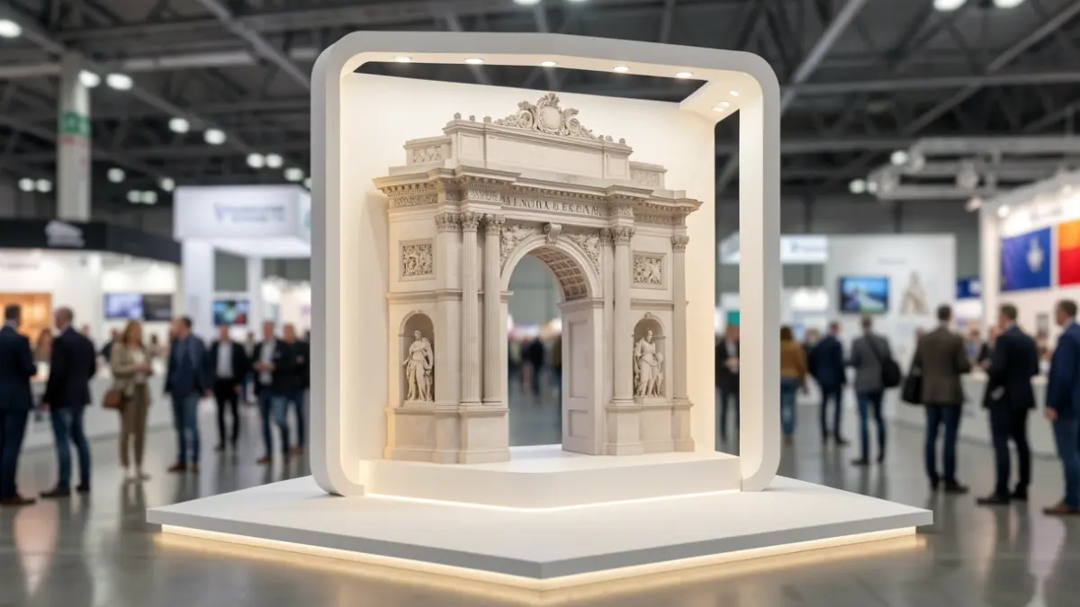 Recreación de la Puerta de Alcalá como stand en el Salón Inmobiliario de Madrid (SIMA 2026).