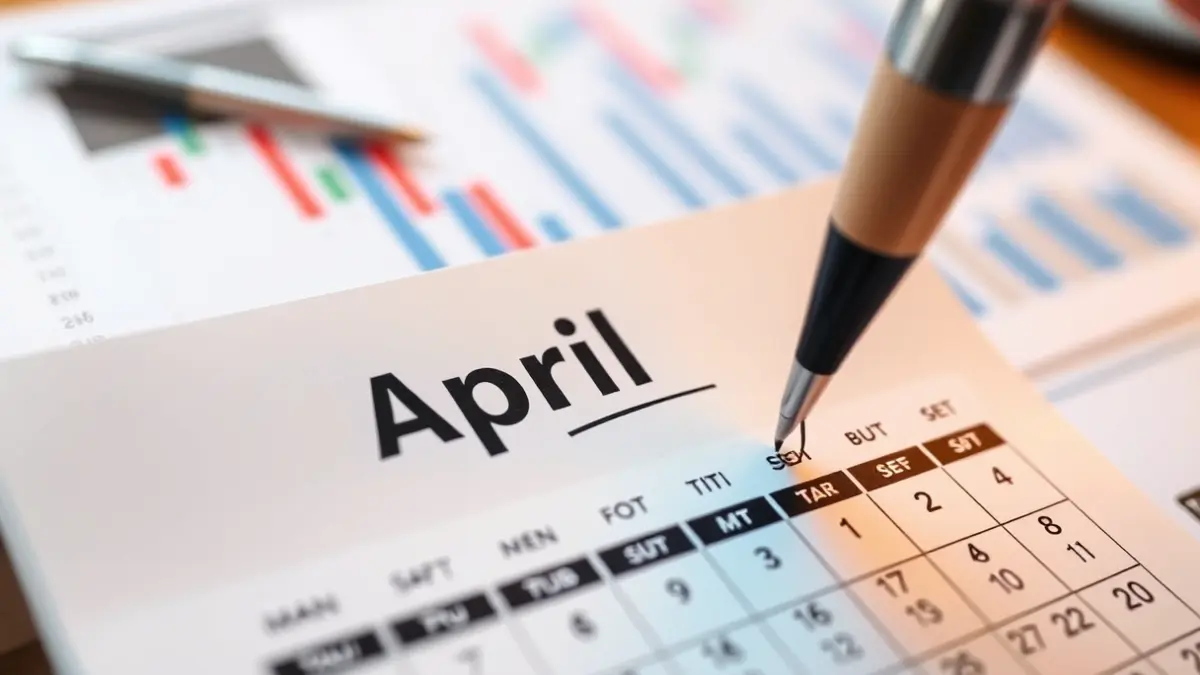 Generic image of an April calendar with a positive trend marked, symbolizing employment improvement.