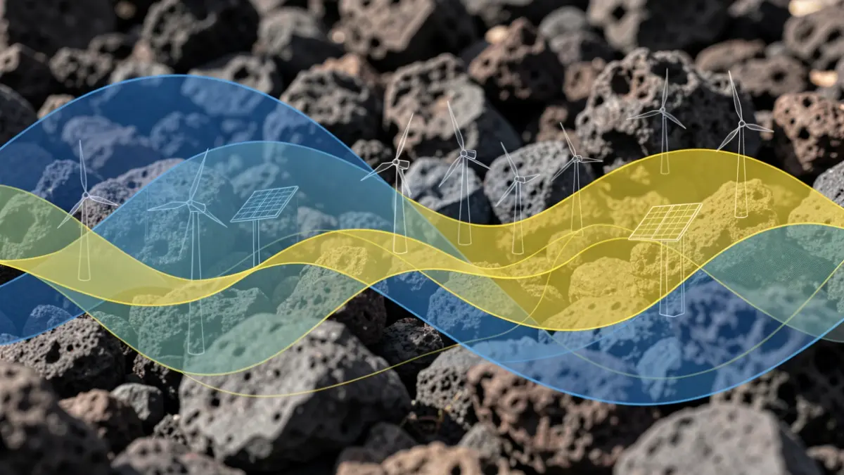 Imagen genérica de impacto económico en Canarias con elementos de energía renovable.