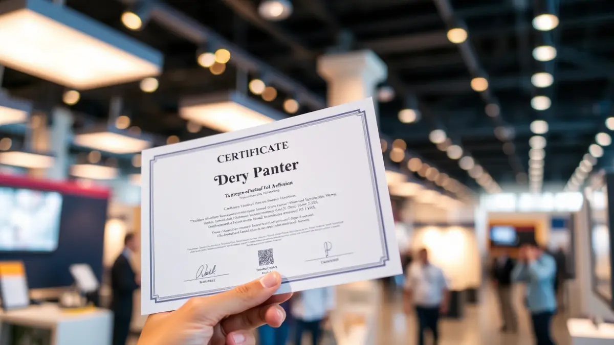 Imagen genérica de una mano sosteniendo un certificado en un entorno profesional.