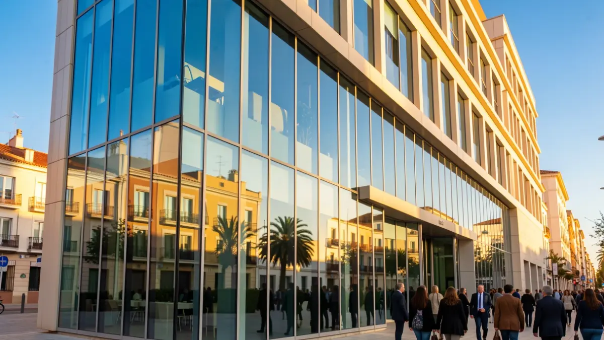 Imagen genérica de un edificio de oficinas moderno en Andalucía, simbolizando el desarrollo económico.
