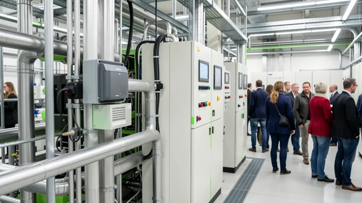 Imagen genérica de una instalación industrial moderna con maquinaria de eficiencia energética.