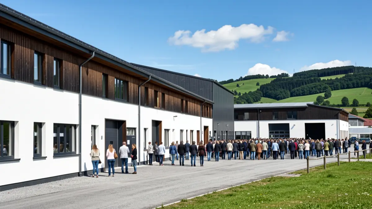 Generic image: Exterior of a modern industrial factory in the Basque Country, with green landscape in the background.