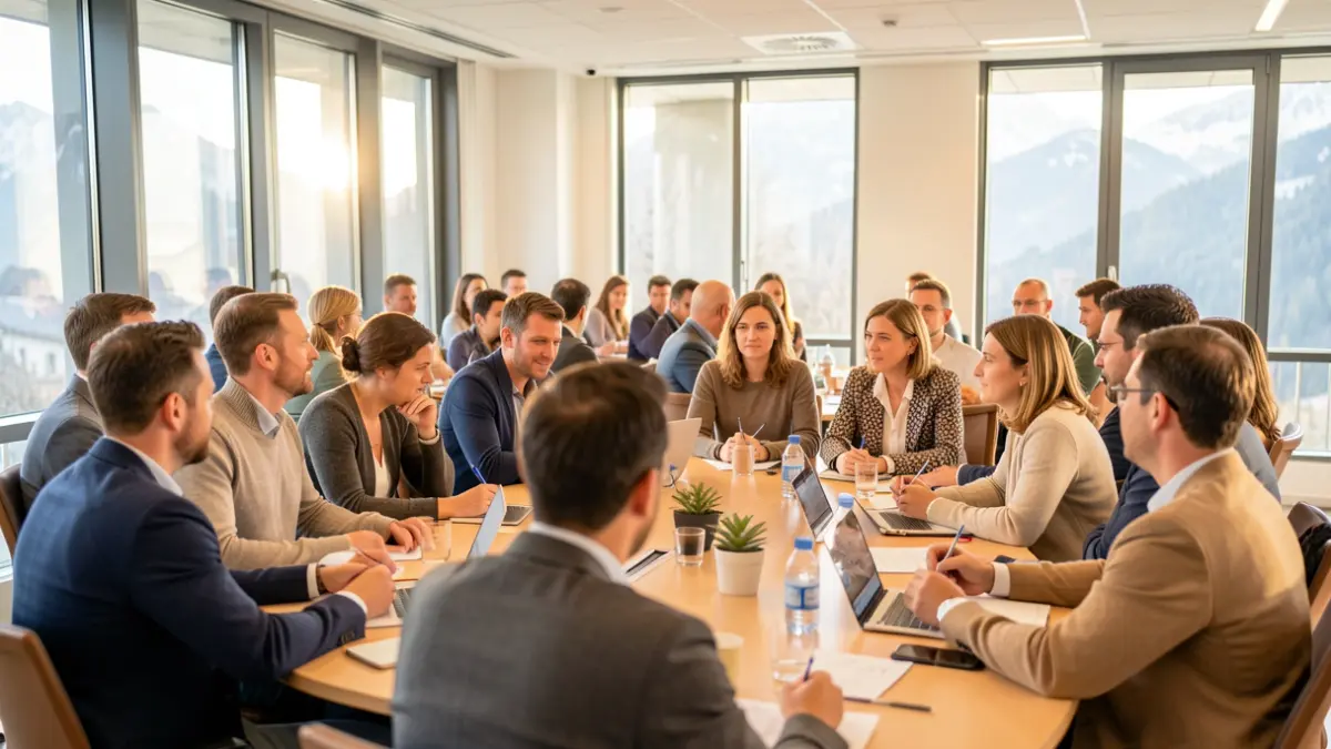 Imagen genérica de empresarios participando en una jornada formativa en Guadarrama.