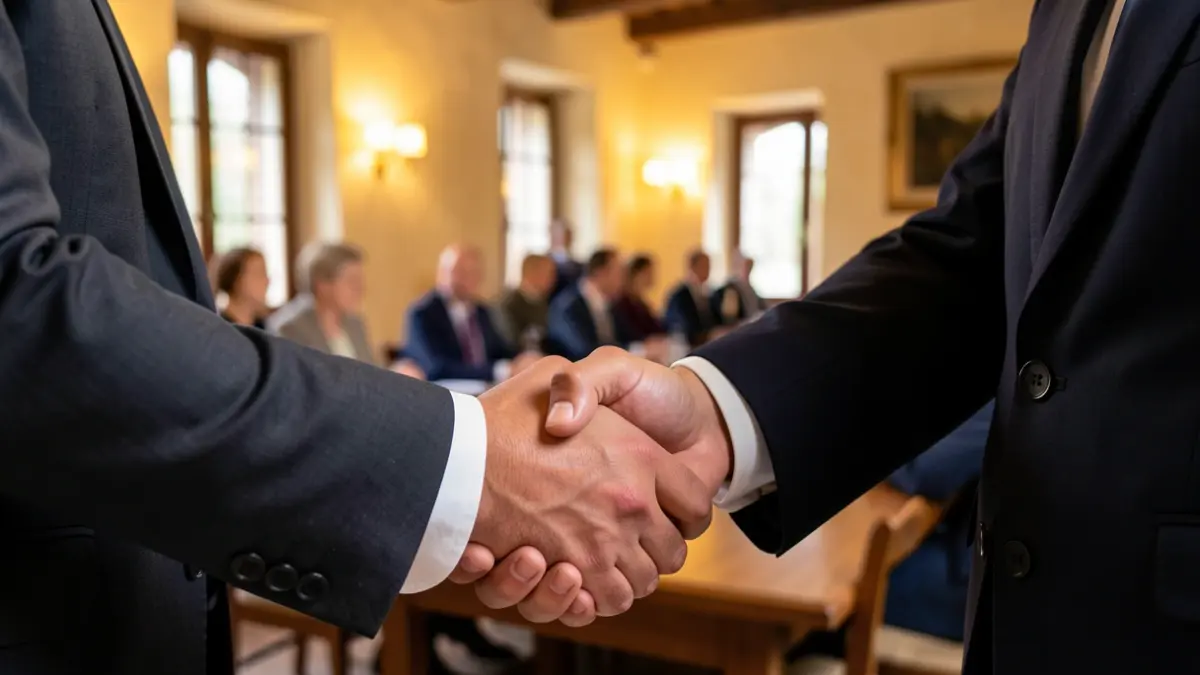 Generic image of a business meeting with a handshake.