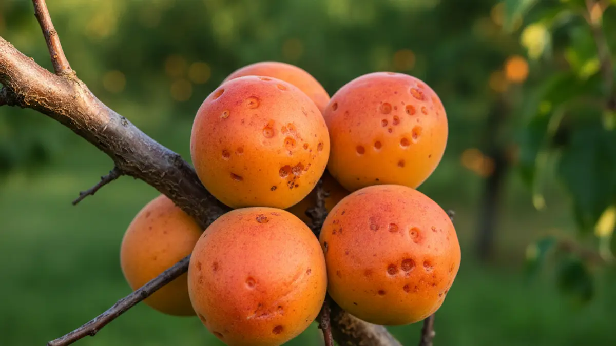 Sweet fruit with hail damage in a Lleida field.