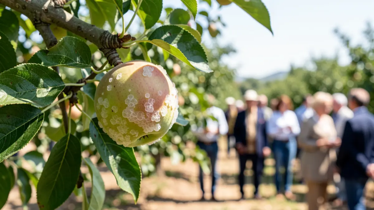Imagen genérica de fruta afectada por una granizada en un campo de cultivo.
