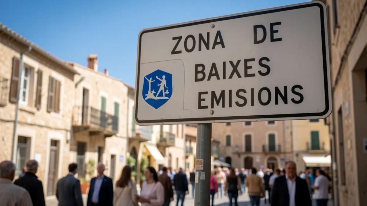 Generic Low Emission Zone sign in a Mediterranean town.