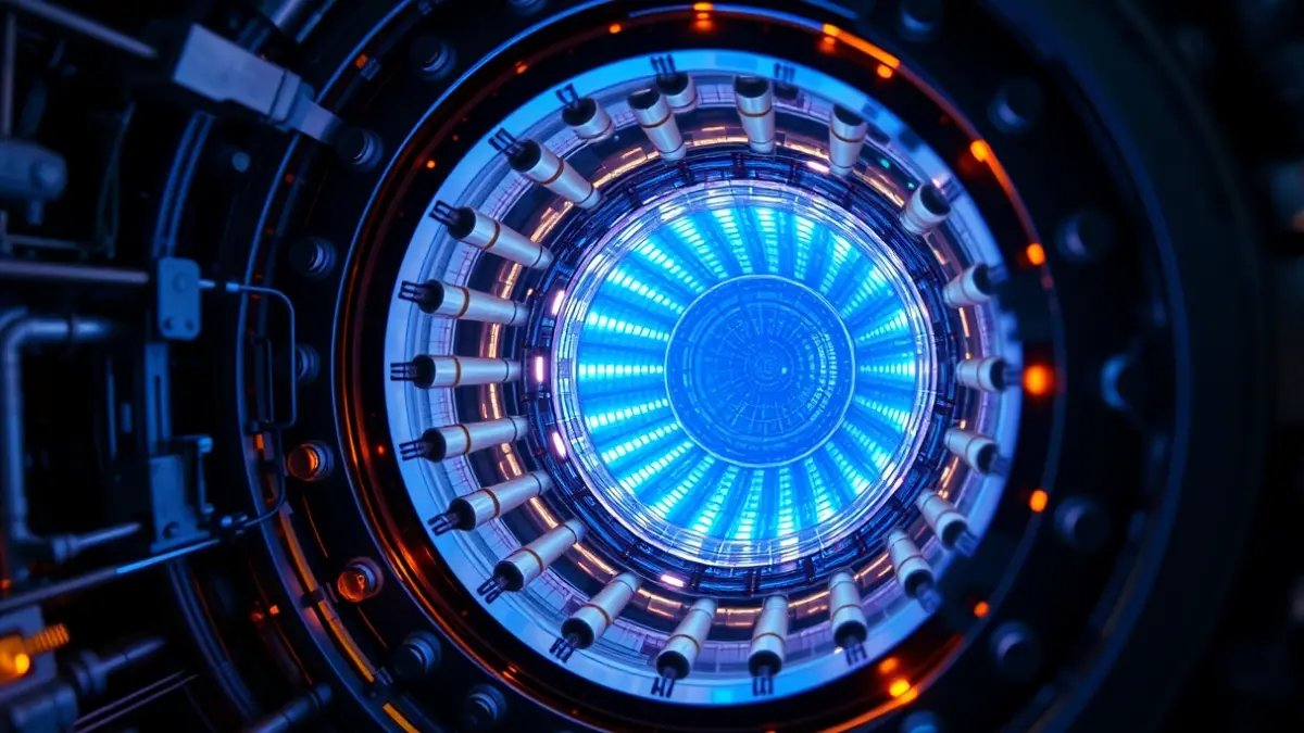 Imagen de un núcleo de reactor nuclear con barras de combustible.