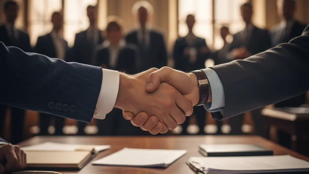 Imagen genérica de un apretón de manos sobre un escritorio, simbolizando la firma de contratos o acuerdos laborales.