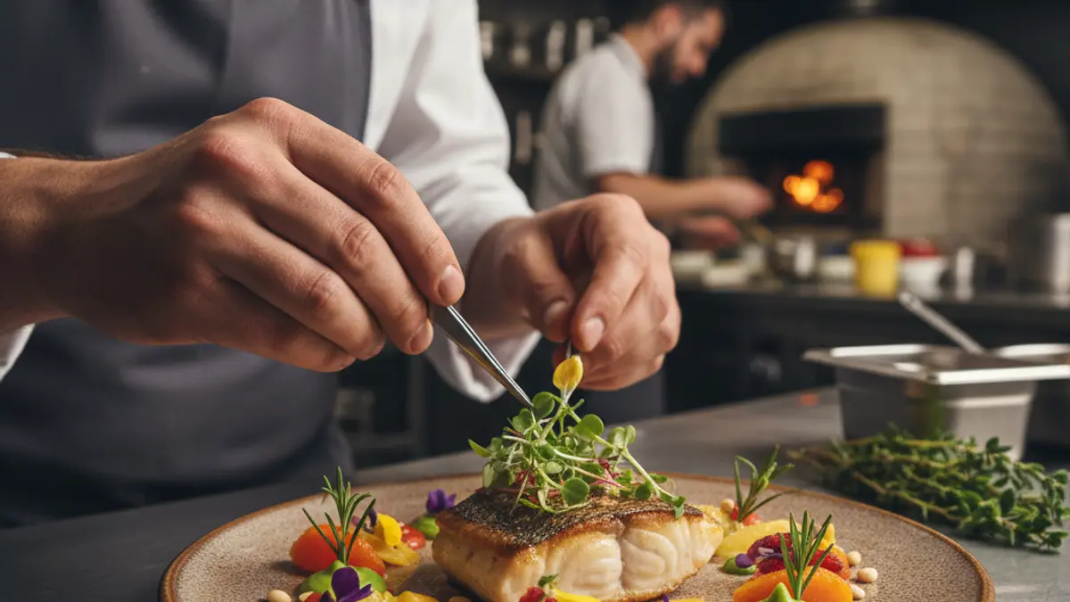Imagen genérica de un chef preparando un plato con ingredientes frescos.