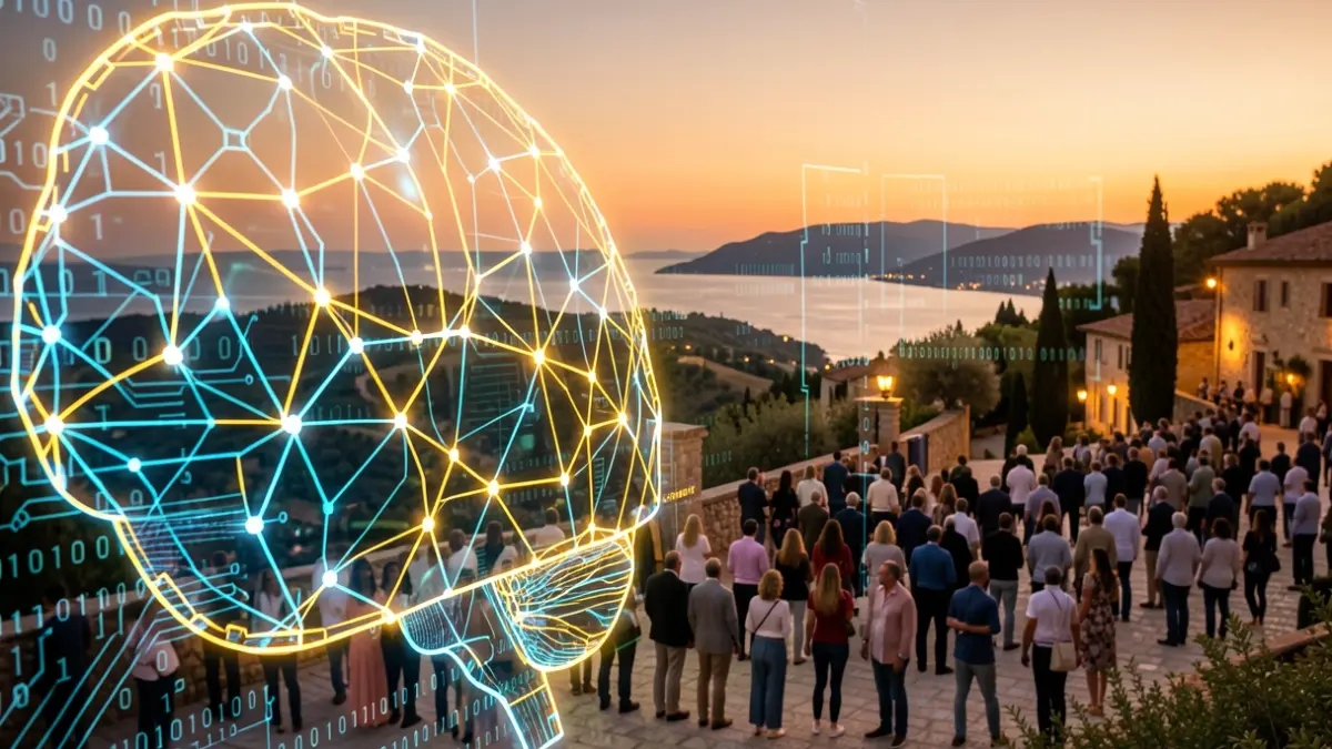 Generic image of artificial intelligence and Mediterranean landscape.