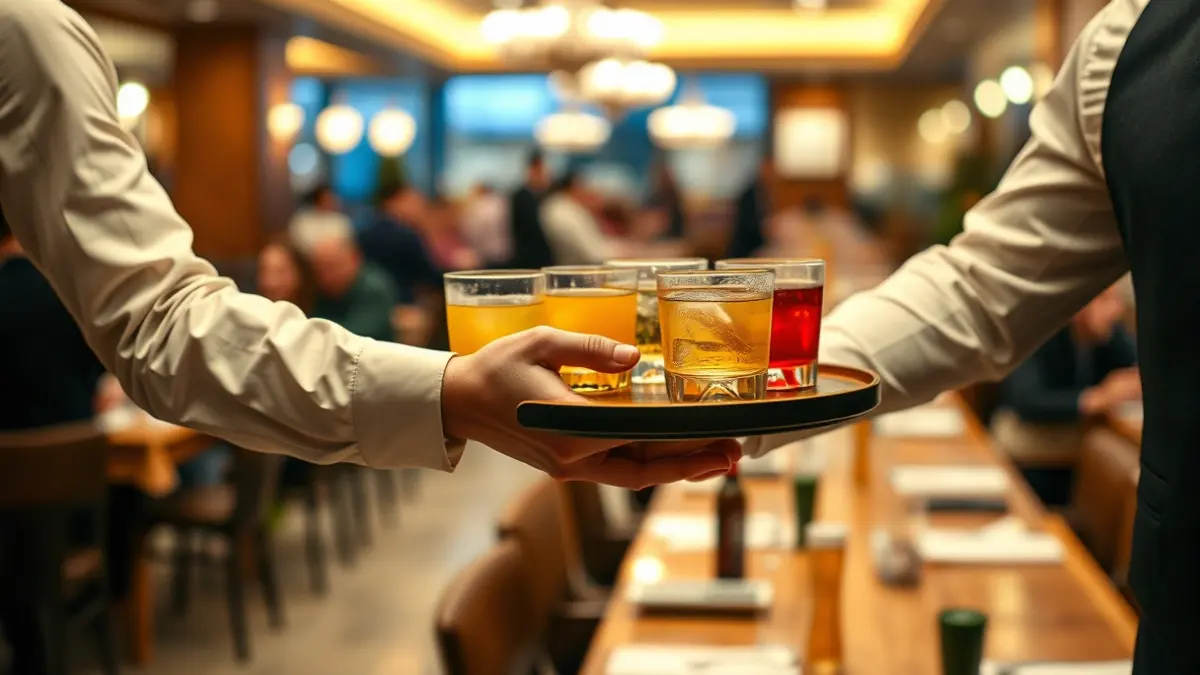 Imagen genérica de un camarero sirviendo bebidas en un restaurante.