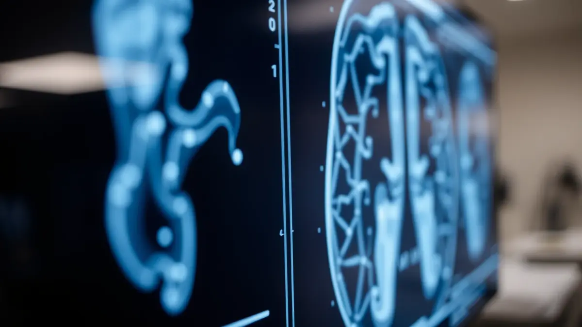 Imagen genérica de una pantalla de diagnóstico médico con elementos de inteligencia artificial.