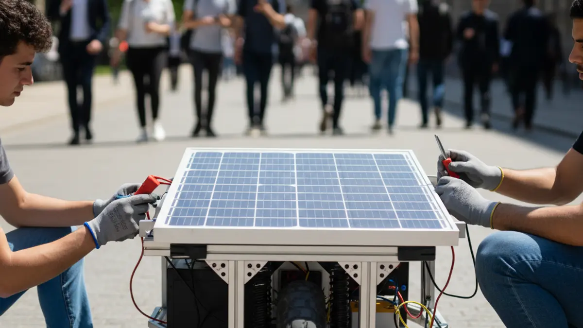Solar vehicle designed by students in a university competition.