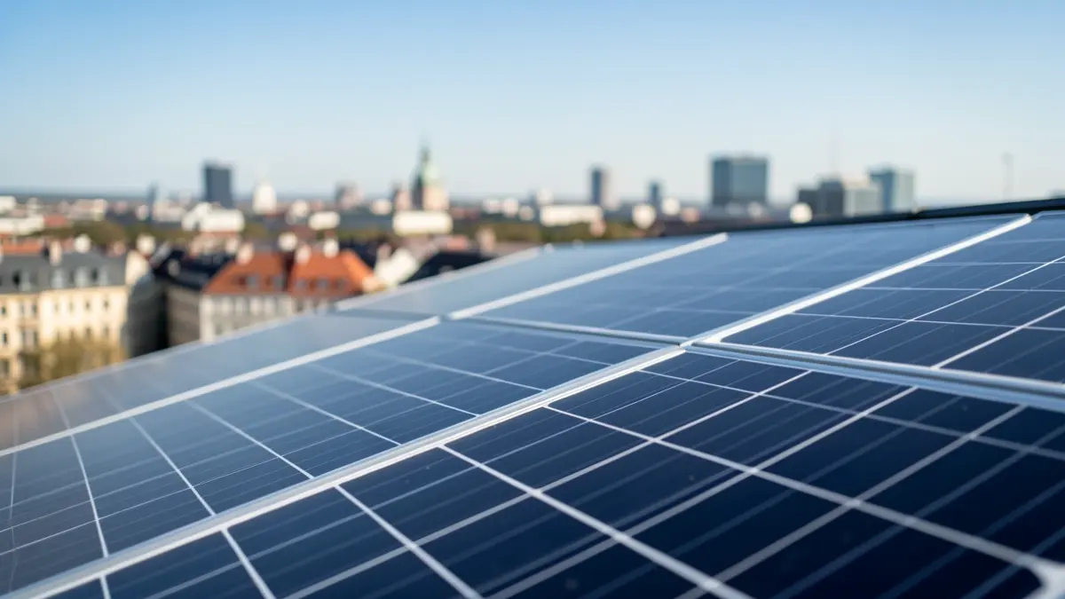 Imagen genérica de paneles solares instalados en una cubierta urbana.