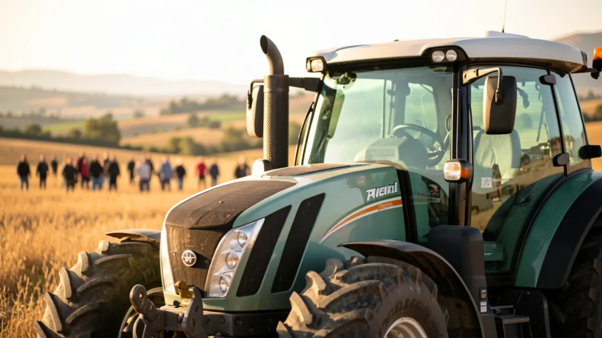 Generic image of a tractor in a field under sunlight.