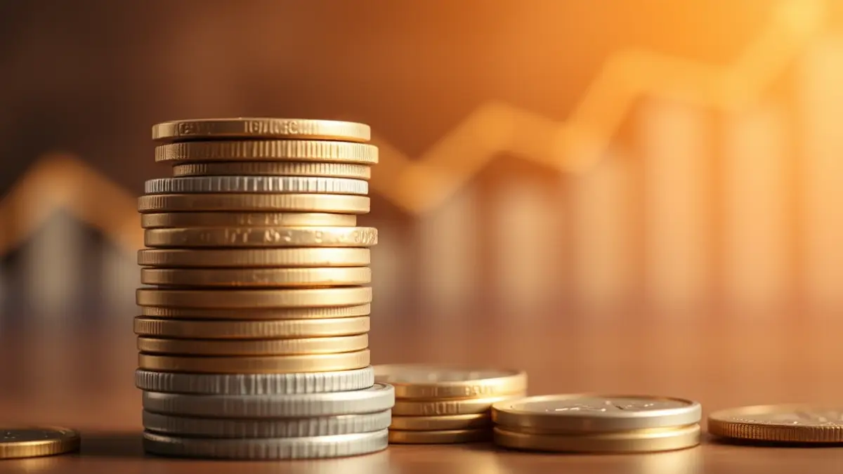 Imagen genérica de monedas y un gráfico ascendente, simbolizando la mejora económica.