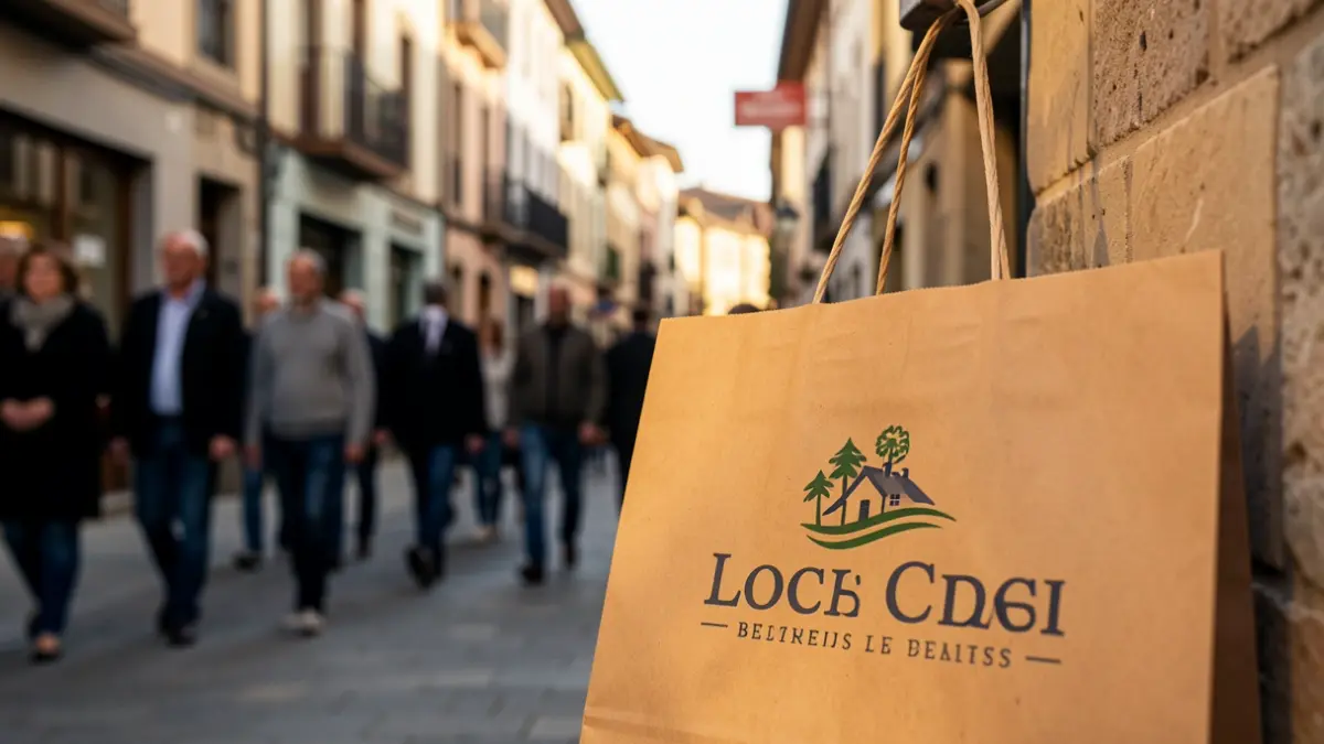 Imagen genérica: una bolsa de compras de comercio local en la calle.