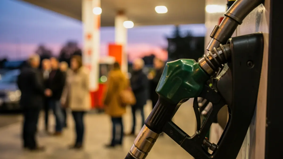 Generic image of a gas station nozzle at dusk.