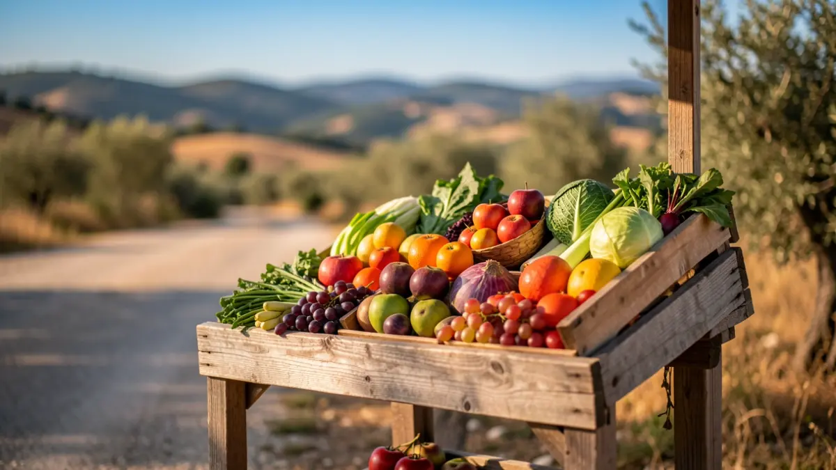 Generic image of roadside fruit sales in a Mediterranean setting.