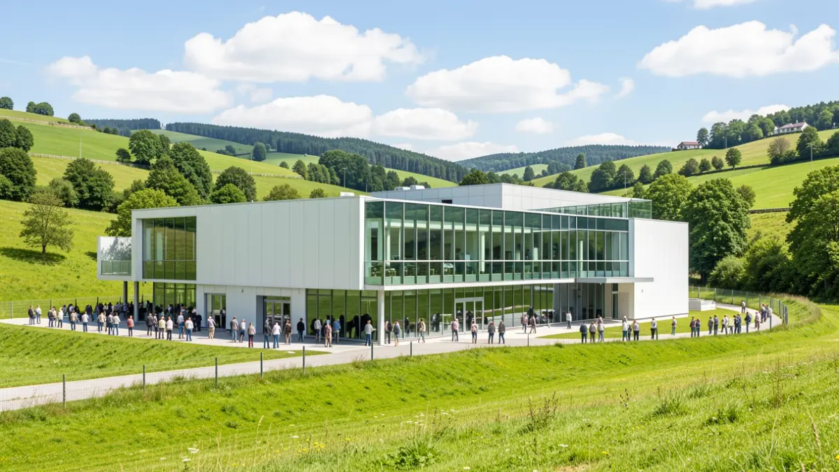 Imagen genérica: Moderno centro de investigación y desarrollo industrial ubicado en un valle de Euskadi.