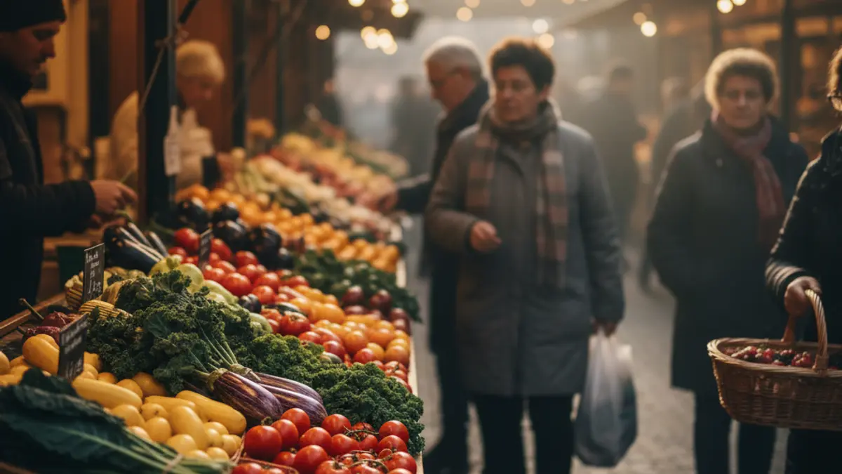 Imagen genérica de un mercado municipal con productos frescos.