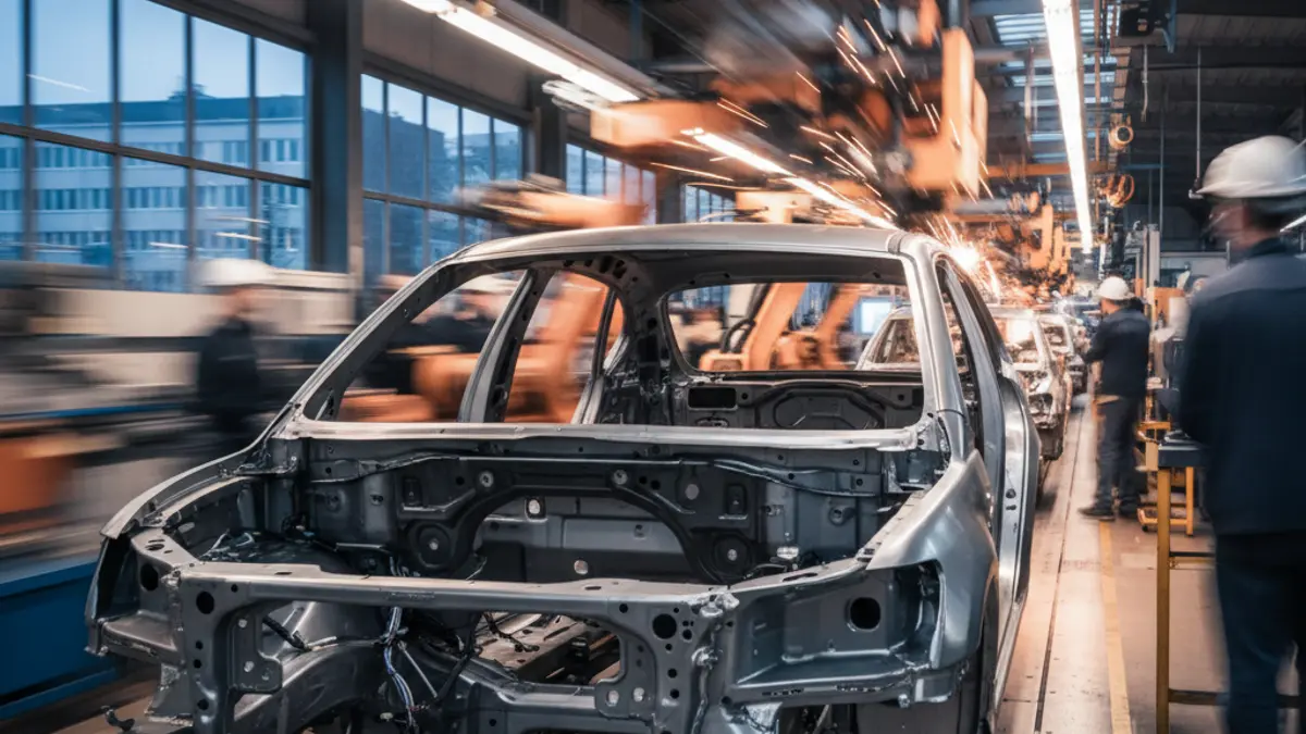 Imagen genérica de una línea de montaje en una fábrica de automóviles.