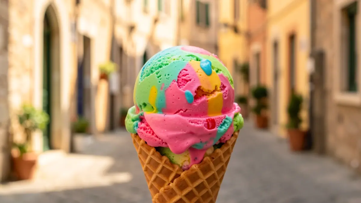 Imagen genérica de un helado artesanal en un cono de galleta.