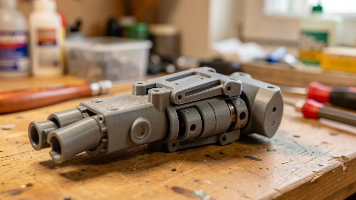 Imagen genérica de un componente de prótesis de brazo impreso en 3D.
