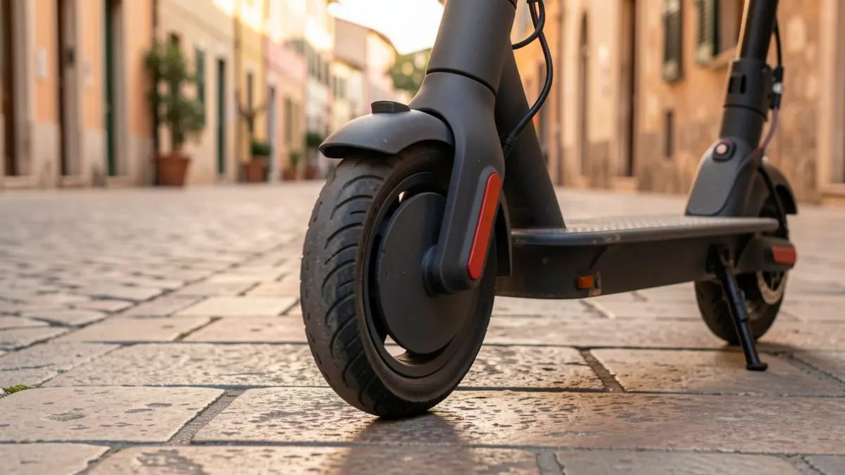 Generic image of an electric scooter on a sidewalk.