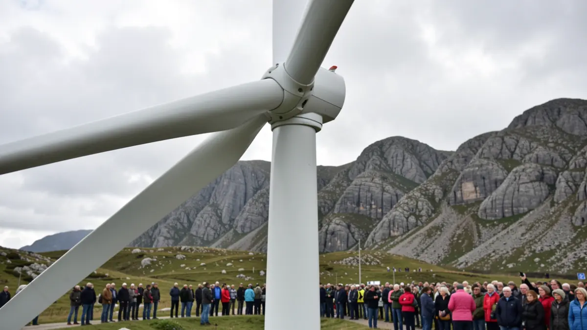 Imagen genérica de un aerogenerador en un día nublado en Galicia.