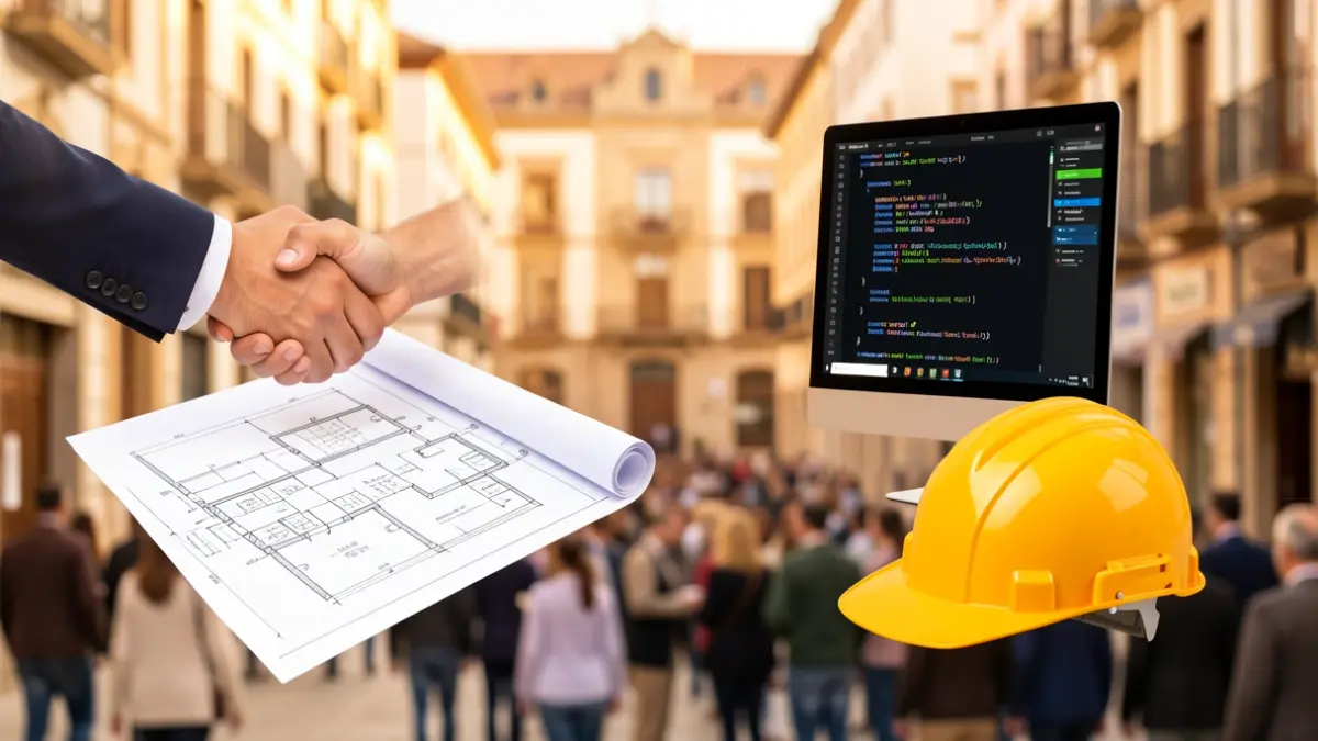 Generic image of a collage of elements related to job offers in Alcalá de Henares.