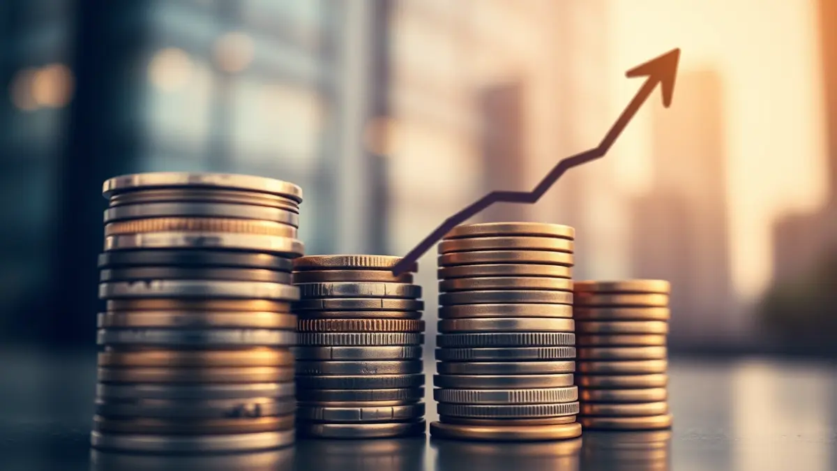 Imagen genérica de monedas y un gráfico que simbolizan el aumento salarial.