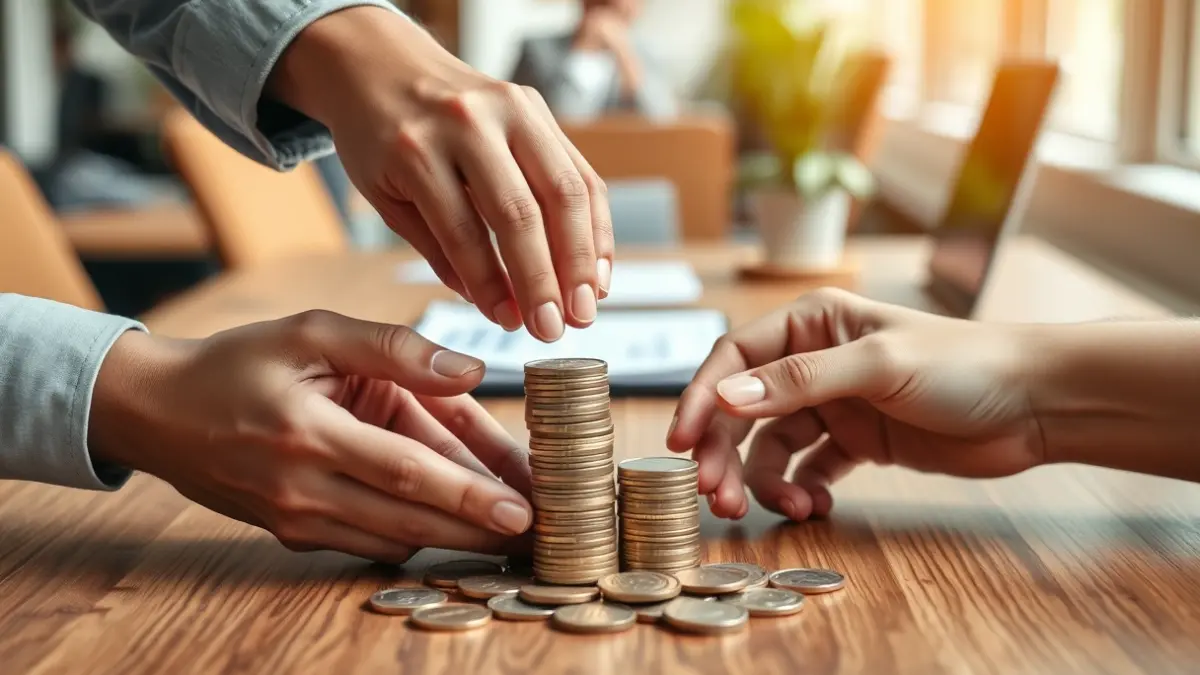 Imagen genérica de manos apilando monedas, simbolizando el crecimiento económico.