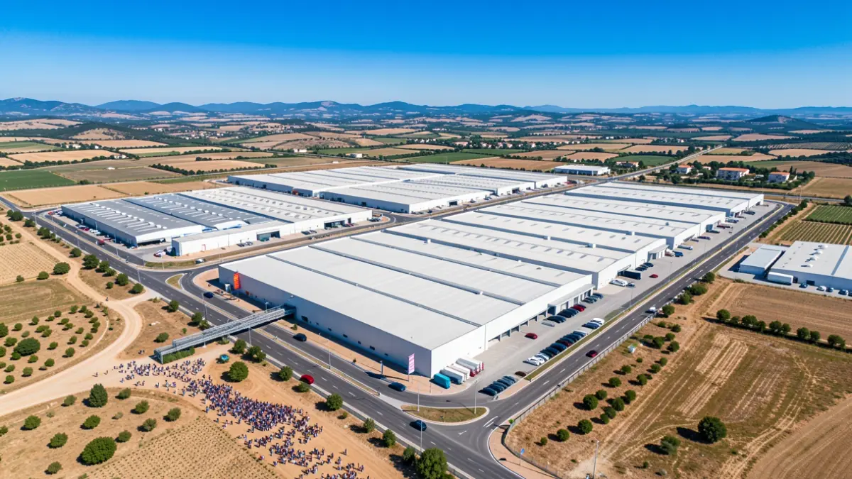 Generic image of a large logistics park under development.