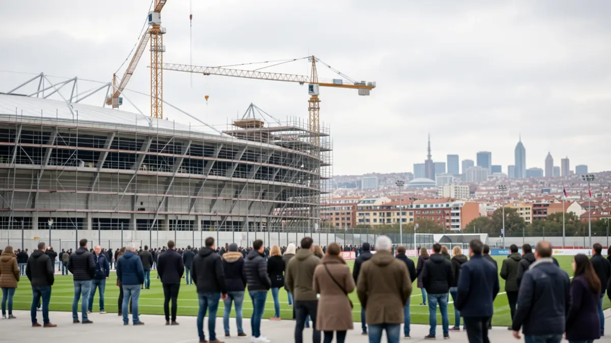 Imagen genérica de la construcción de un pabellón deportivo en Madrid.
