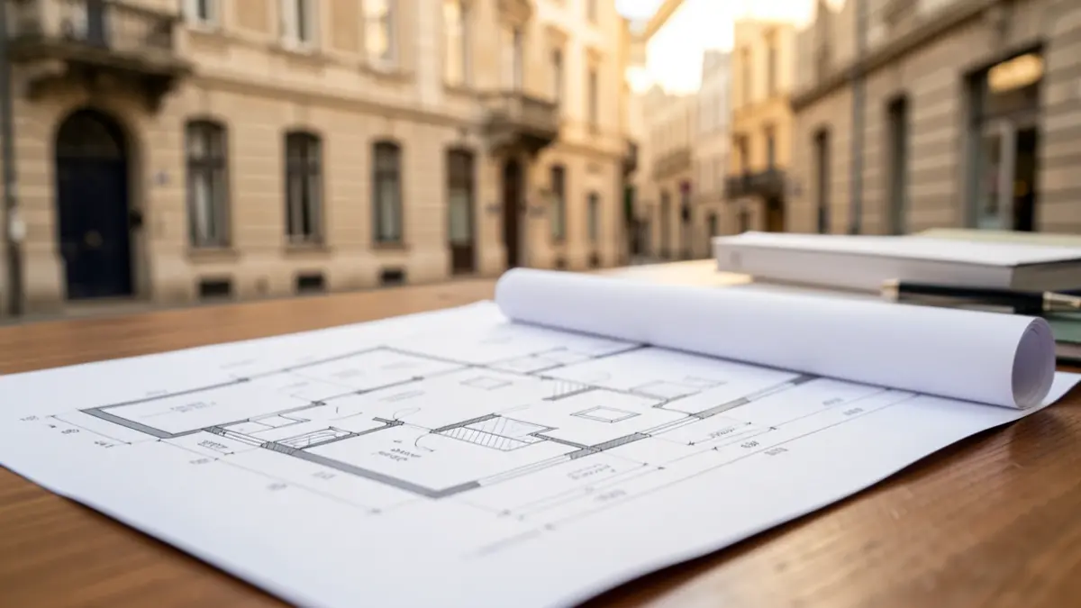 Imagen genérica de planos arquitectónicos sobre una mesa de trabajo.
