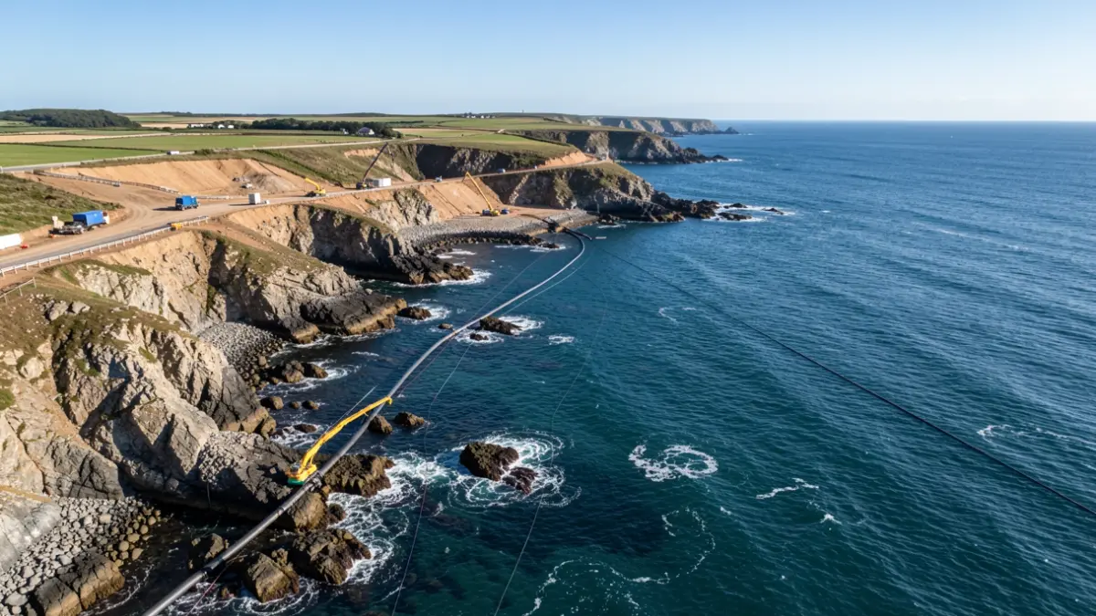 Imagen genérica: Zona de construcción de un cable eléctrico submarino y subterráneo.