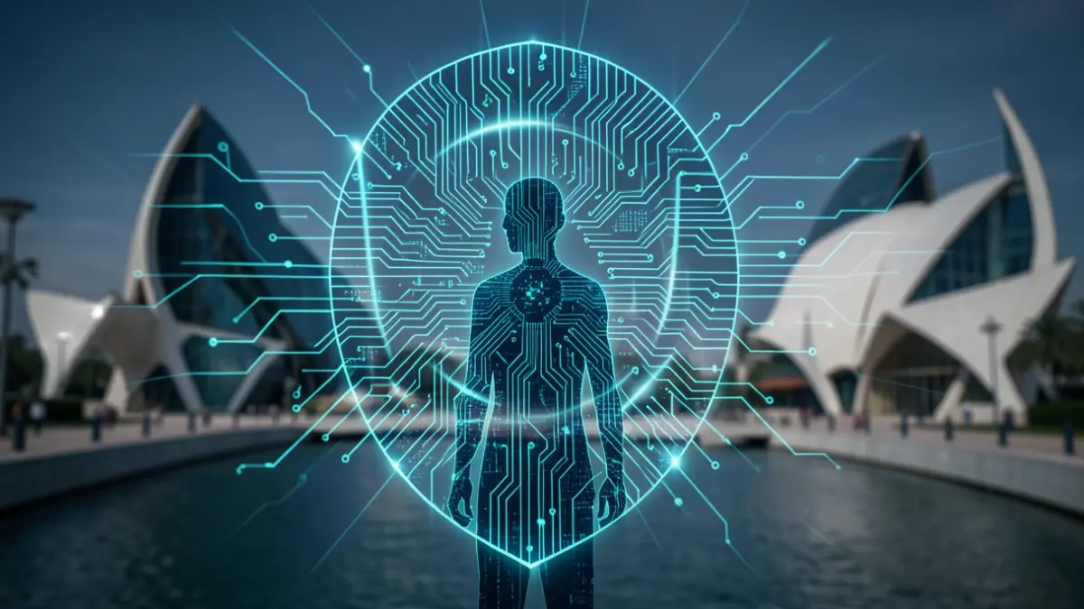 Imagen genérica de ciberseguridad con elementos digitales y la Ciudad de las Artes y las Ciencias.
