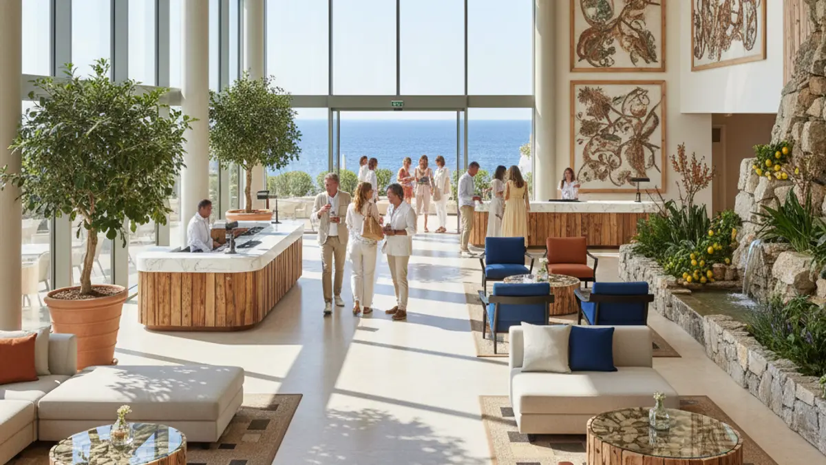 Imagen de un hotel moderno y sostenible en Tarifa, reflejando el turismo de calidad.
