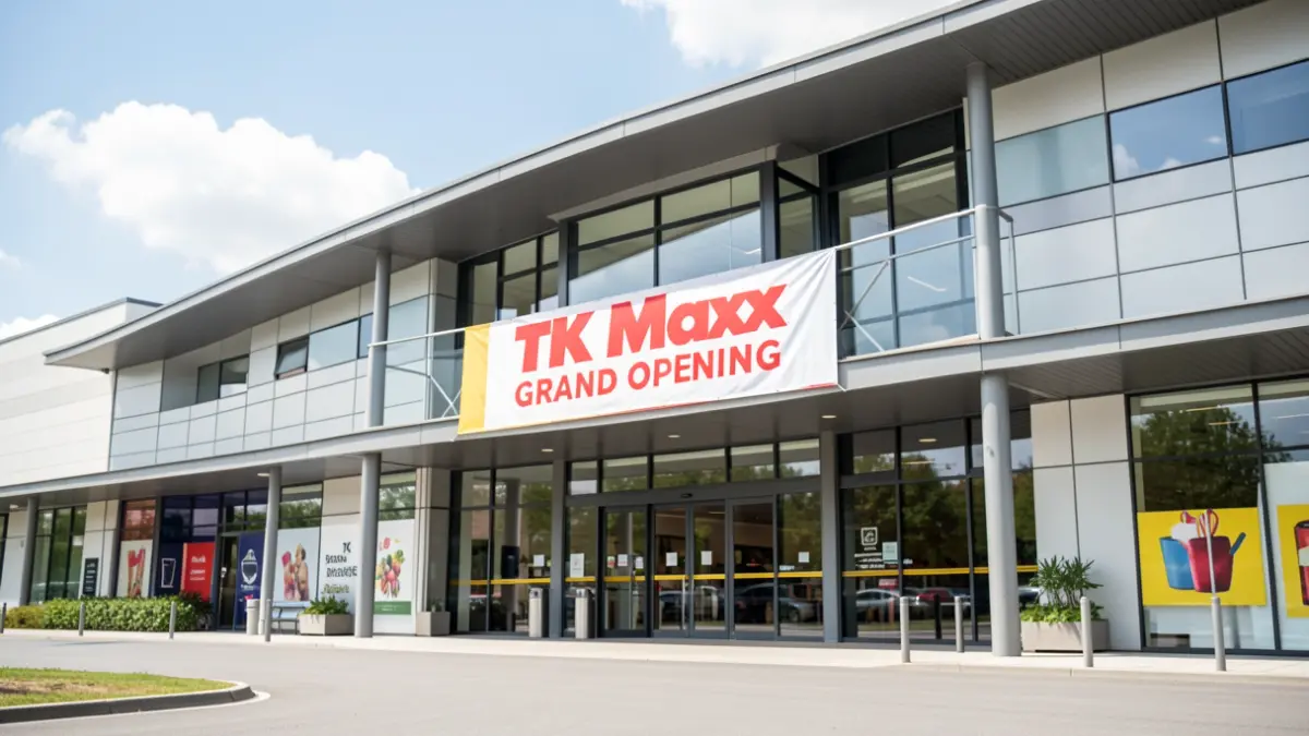 Generic image of the entrance to a TK Maxx store in a shopping center.