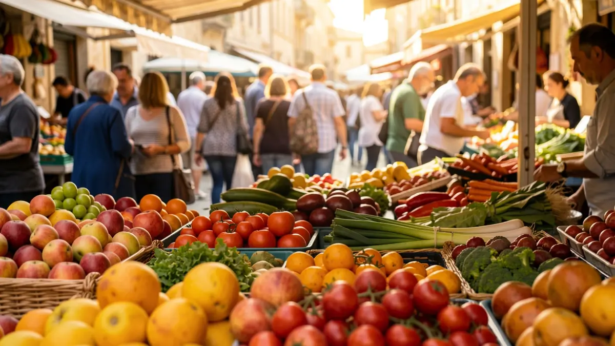 Imagen genérica de un mercado municipal con productos frescos.