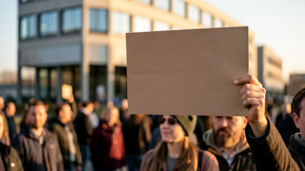 Trabajadores concentrados ante las oficinas de la empresa en protesta por el ERE.