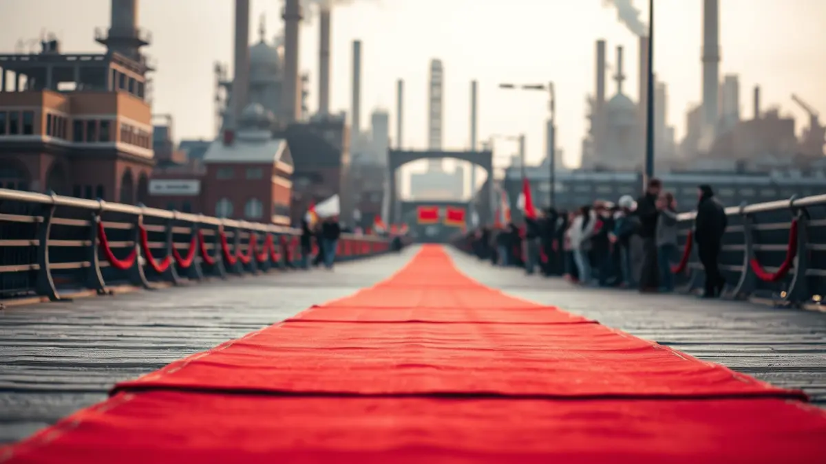 Red carpet laid by Tubos Reunidos workers for management, as an image of protest.