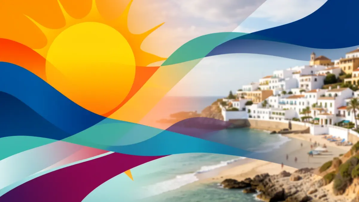 Abstract image representing the diversity and innovation of Costa del Sol with vibrant colors and fluid shapes.