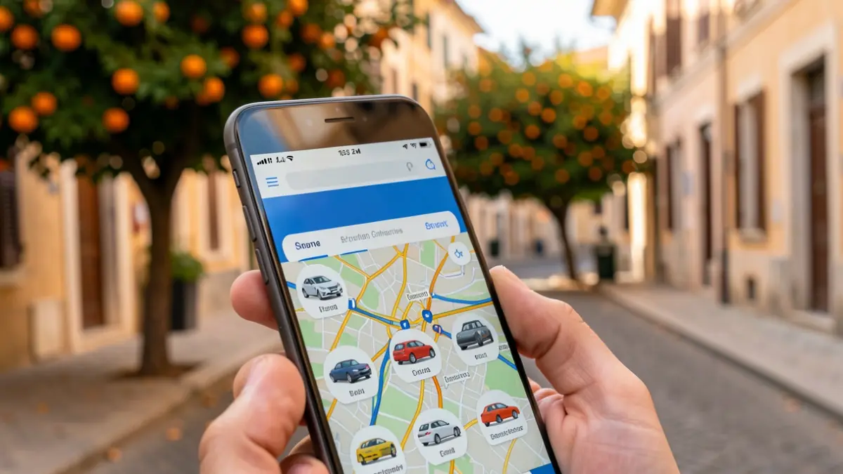 Generic image of a carsharing app on a mobile phone.