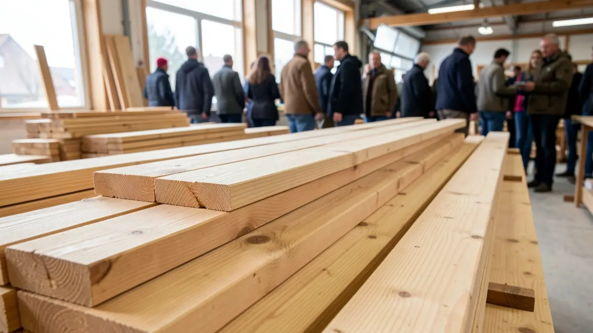 Generic image of stacked wooden beams.