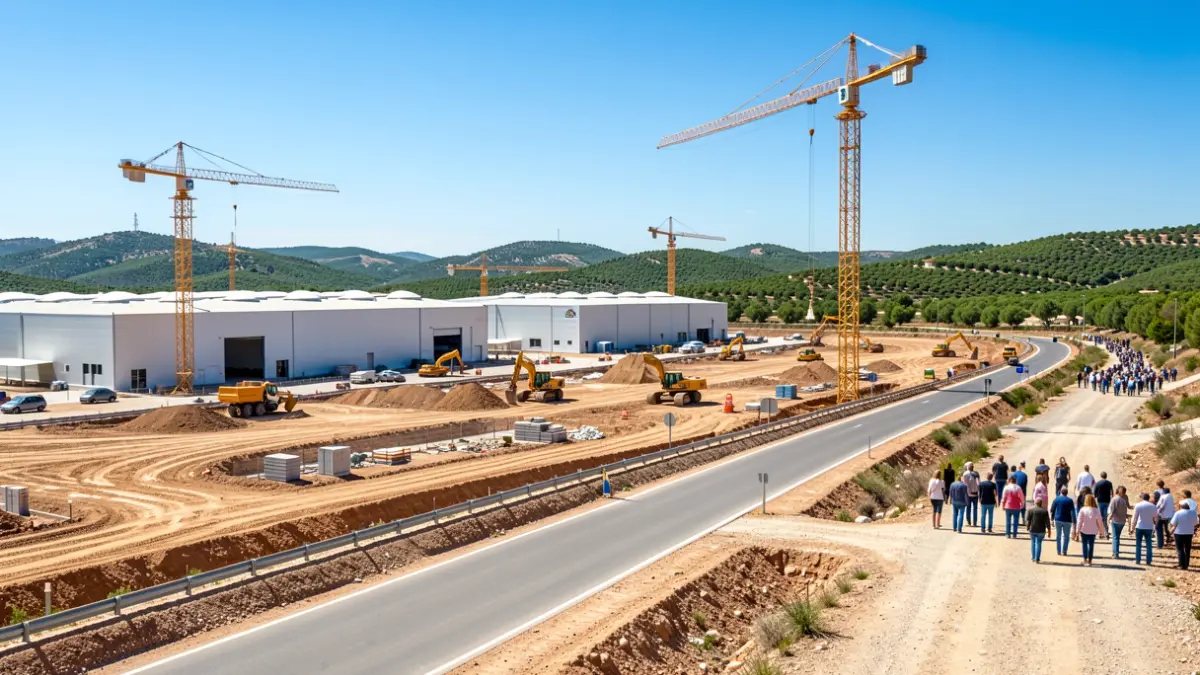 Construction work for a new road connecting industrial parks in Alcalá la Real.
