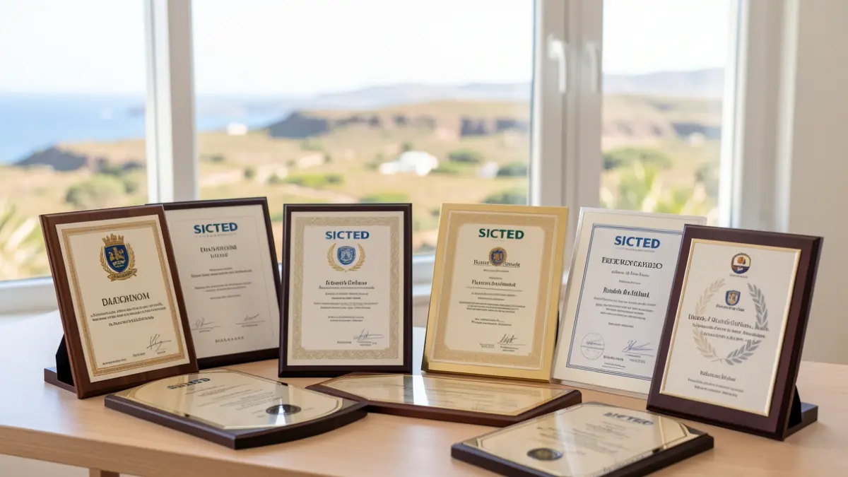 Diplomas y placas del SICTED entregados a empresas turísticas de Fuerteventura.
